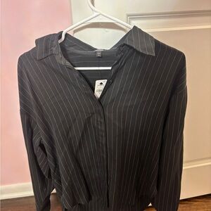 Express Black and White Striped Shirt